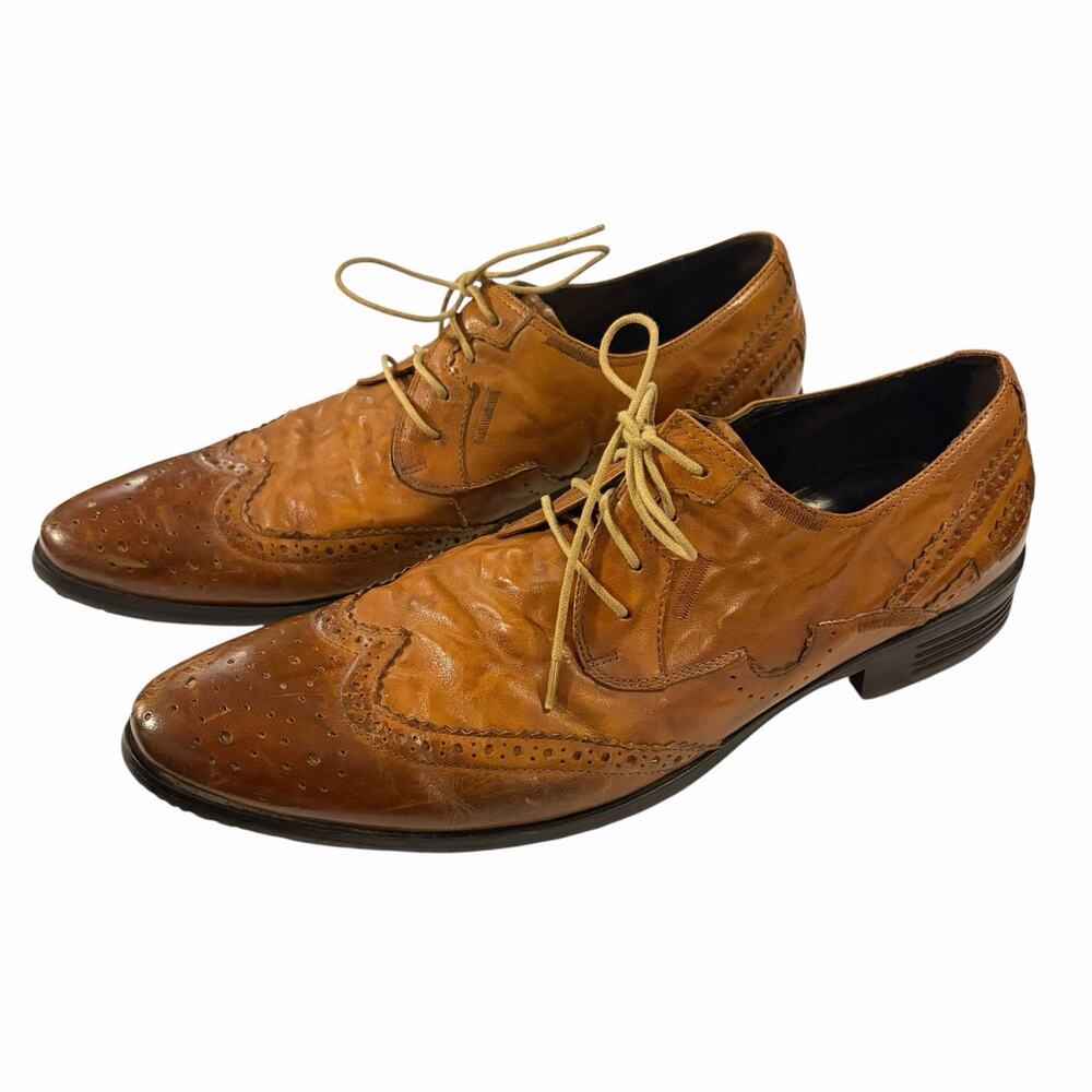Aldo Leather Brogue Lace Up Almond Toe Oxford Dress Shoes Brown Mens Size 11